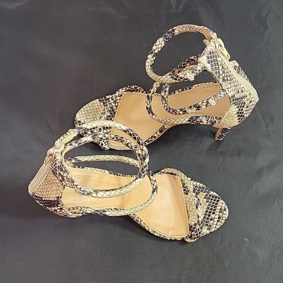 PRETTY LITTLE THING SNEAKER SKIN POINTED TOE 4-STRAP HIGH HEEL STILETTOS SANDAL - Picture 9 of 14